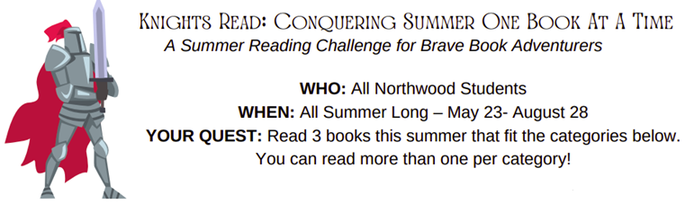 Rising 6th Graders to Northwood can participate in a reading challenge this summer. Read 3 books and earn a prize next year.